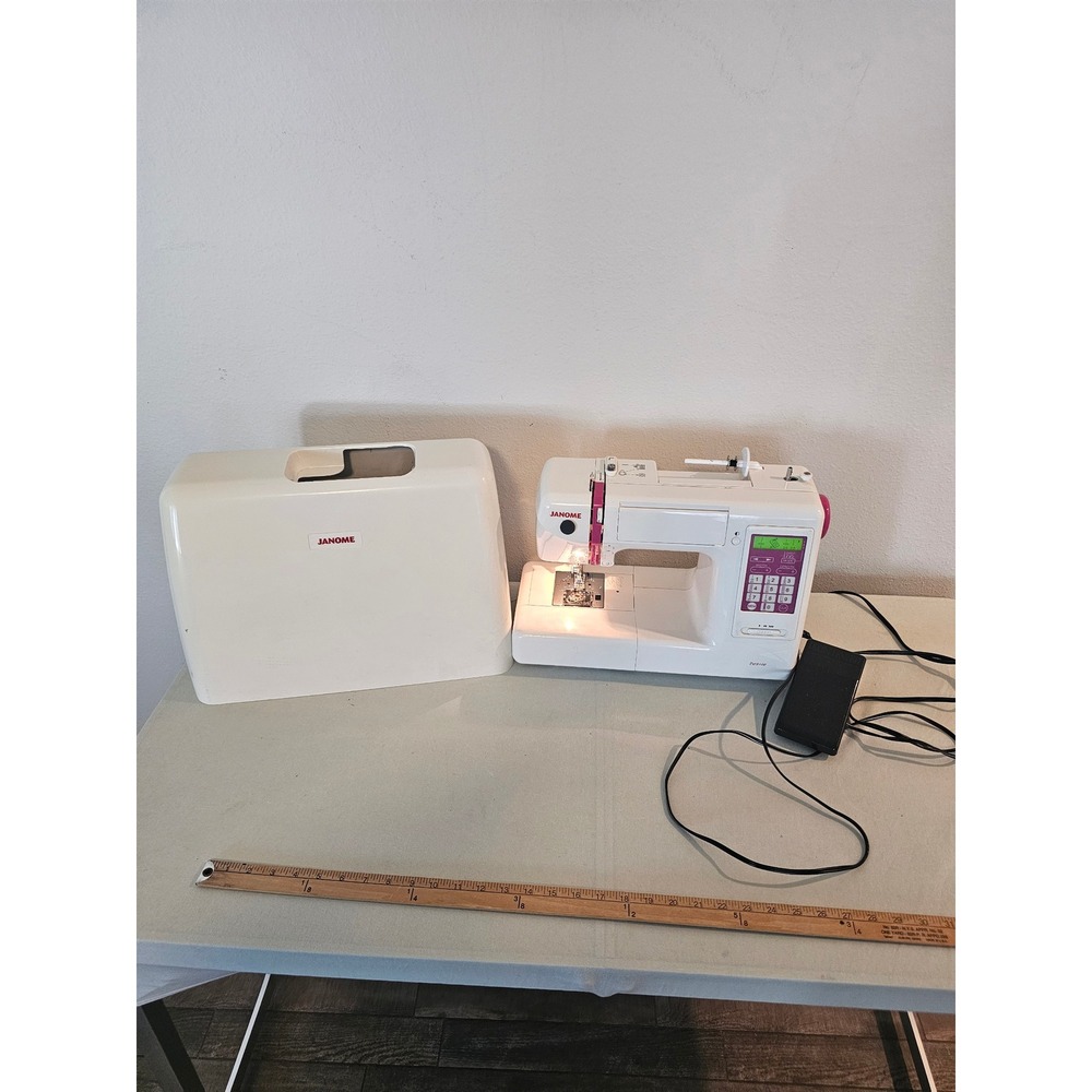 Janome DC5100 Computerized Sewing Machine White Pink With Hard Cover